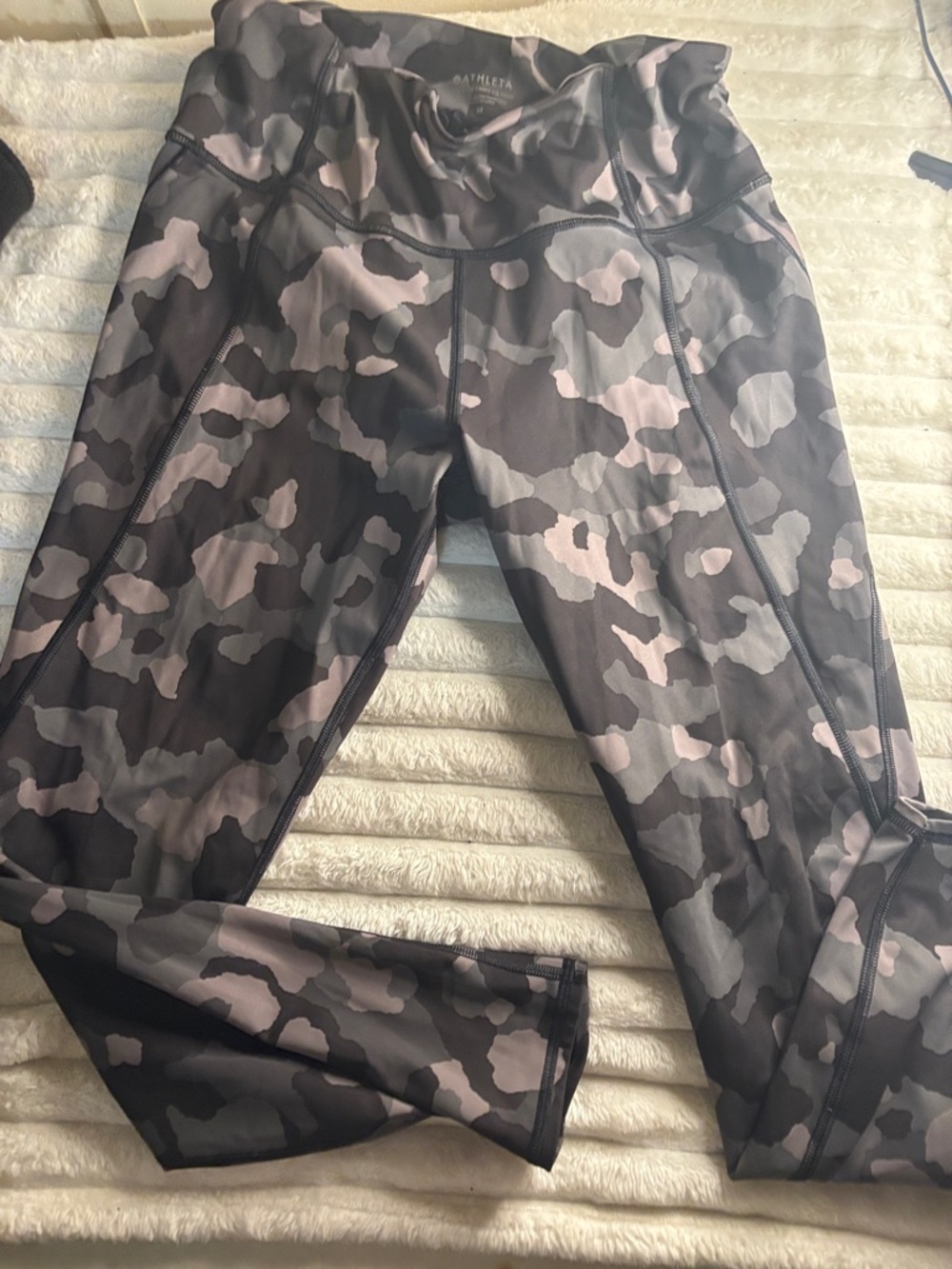 Athleta Camo Leggings in Black and Mauve Gray